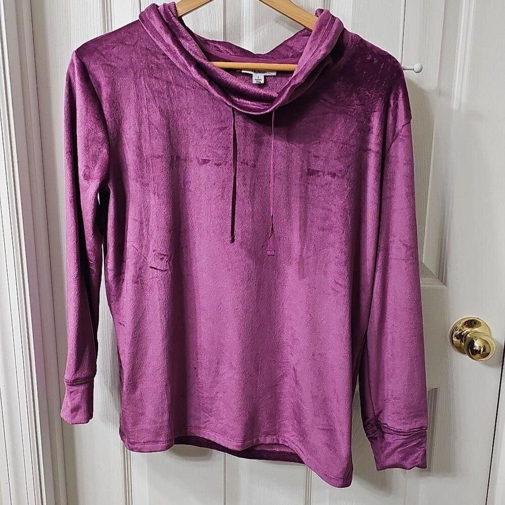 Roudelain Women's Purple Velour Pullover Cowl Neck Hoodie Size S